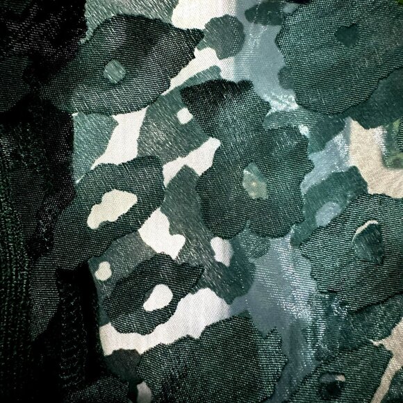 Entro Forest Green Mini Rib Stretch Top Sz S Sheer Artsy Long Balloon Sleeves - Picture 2 of 6